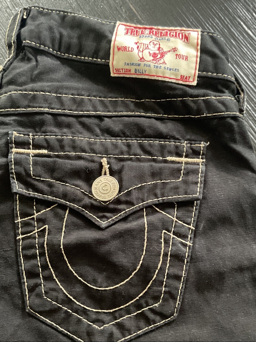 True Religion Women’s Black Jeans with Contrast Stitching